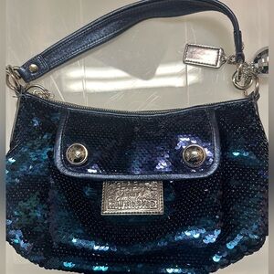 Coach Poppy Groovy Handbag Sequined Purse Blue Purse
